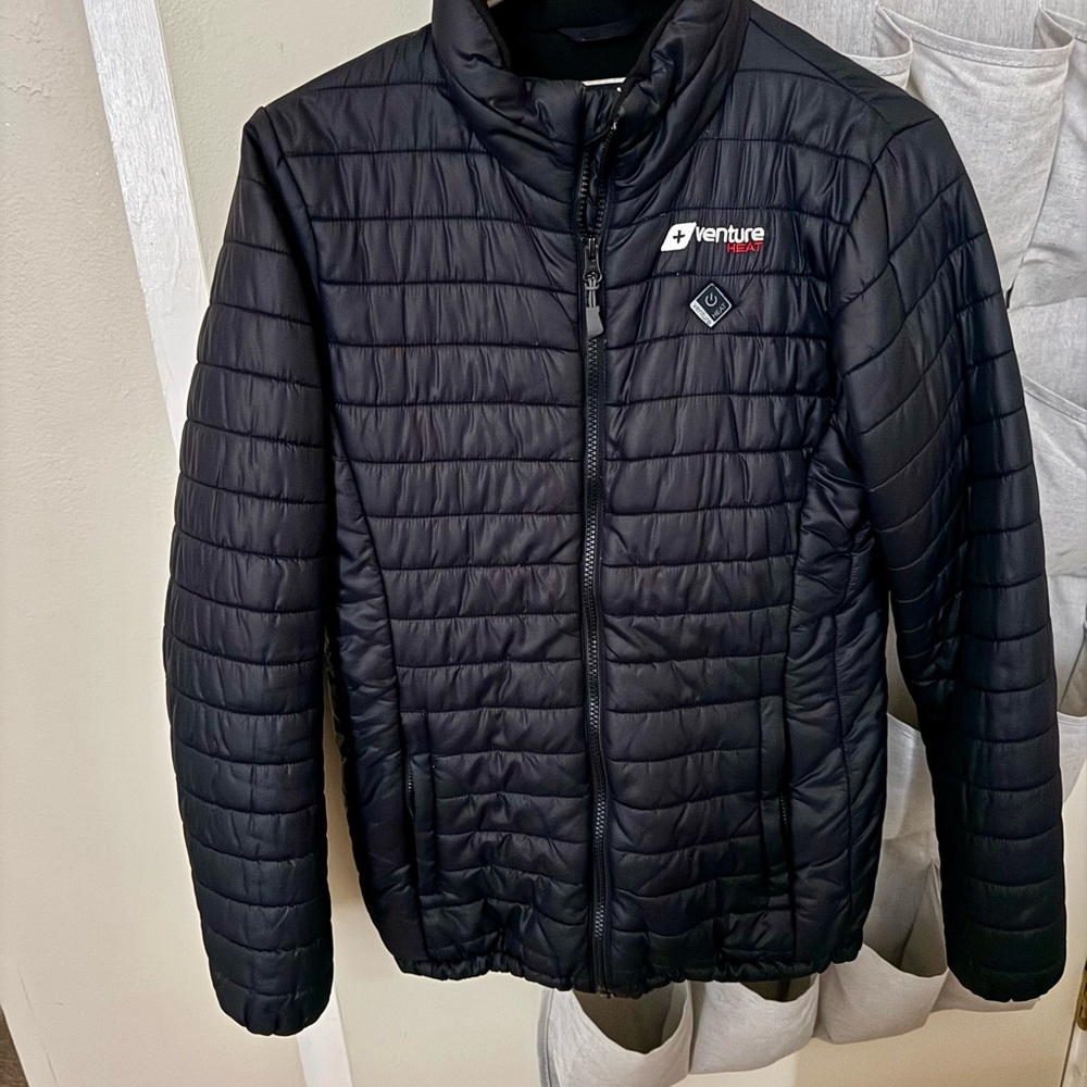 Black Puffer Jacket with Quilted Design and Stand-Up Collar